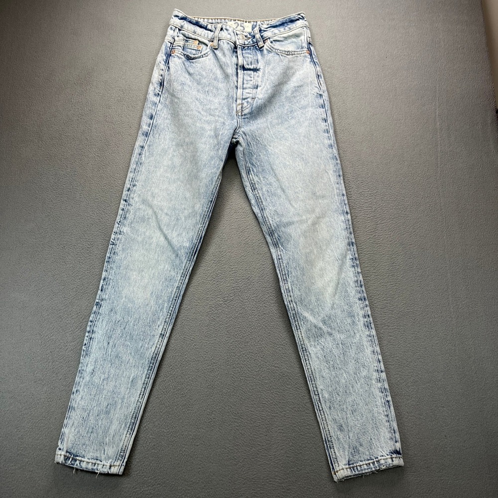 Free People We The Free Jeans Womens 25 Light Acid Wash Cotton High Rise Slim